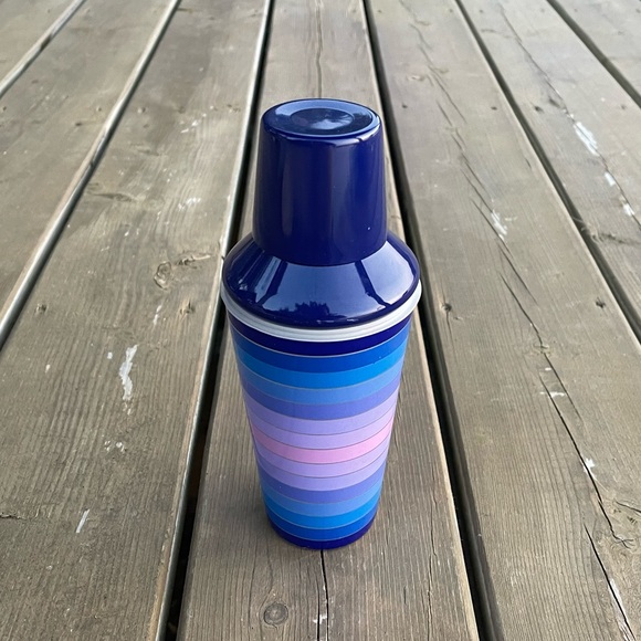 Jonathan Adler Blue and Purple Scala Stripe Cocktail Shaker Drink Mixer - Picture 10 of 12